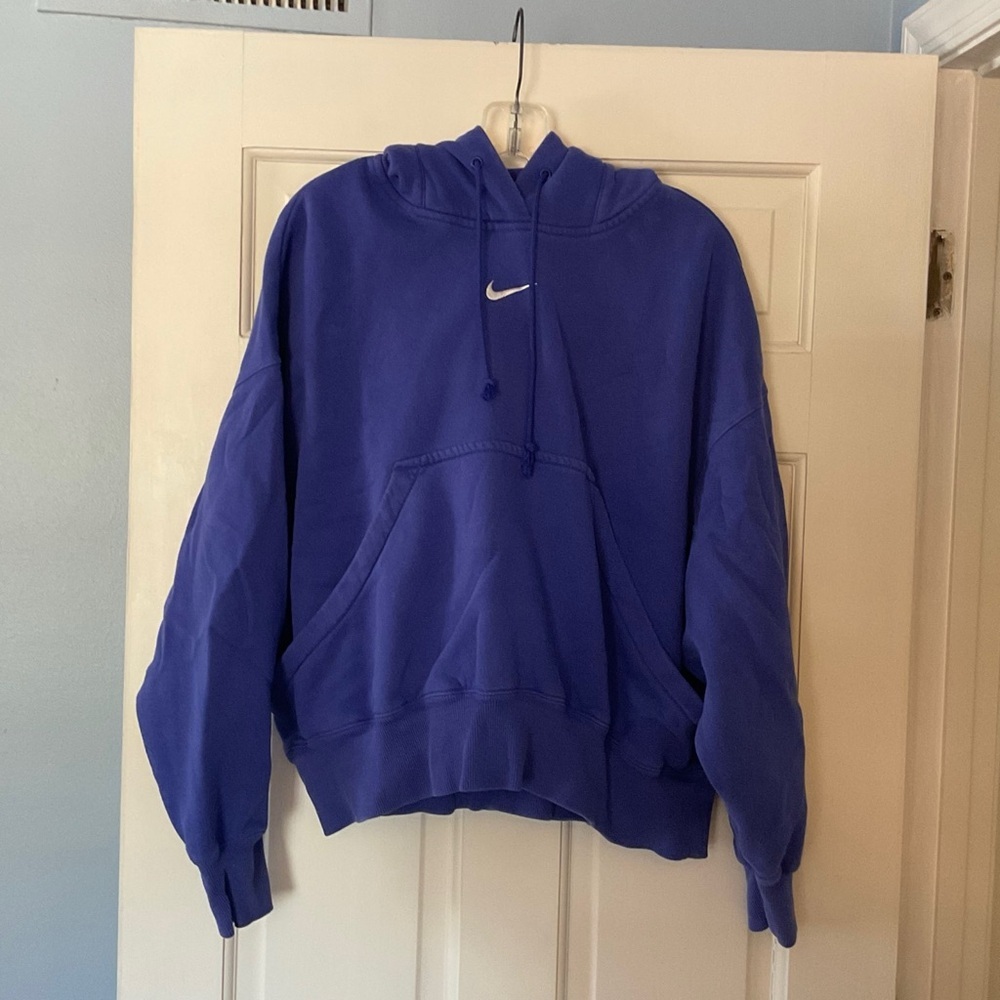 Nike Blue Hoodie Sweatshirt Center Swoosh Kangaroo Pocket Men’s Size S